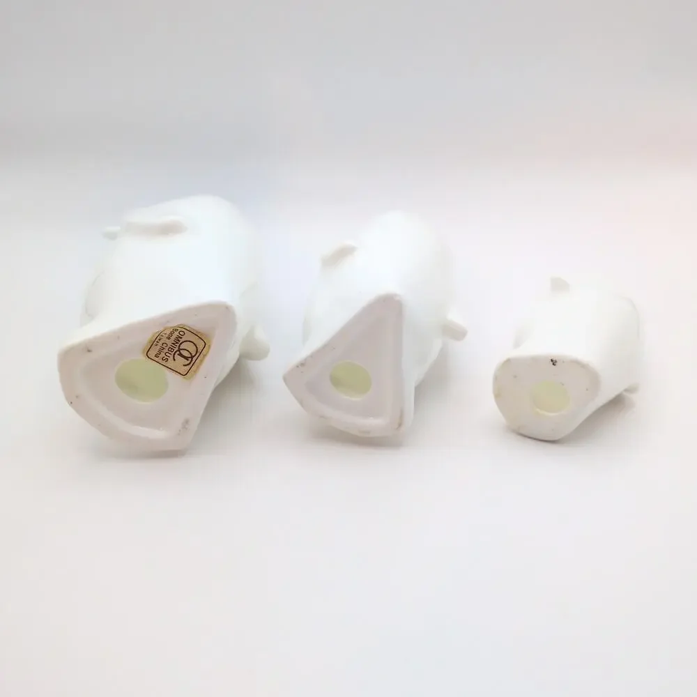 VTG Omnibus Bone China Ceramic Penguin Figurines 3 Piece Family Set Black White